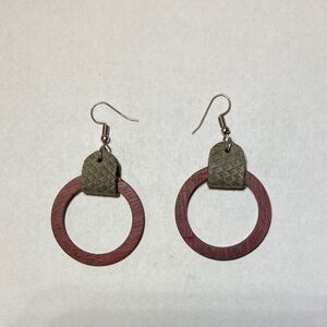 Wooden Circle Drop Earrings